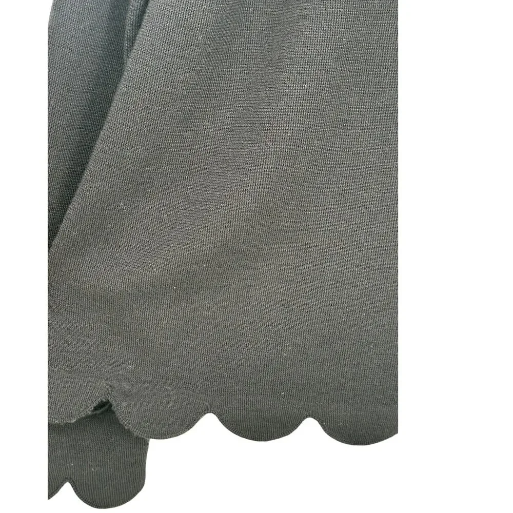 COS Navy Blue 100% Wool Scalloped Hem Sweater Womens Medium Crewneck Pullover